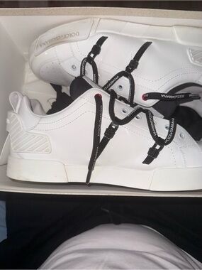 Dolce & Gabbana White Sneakers with Black Branded Laces